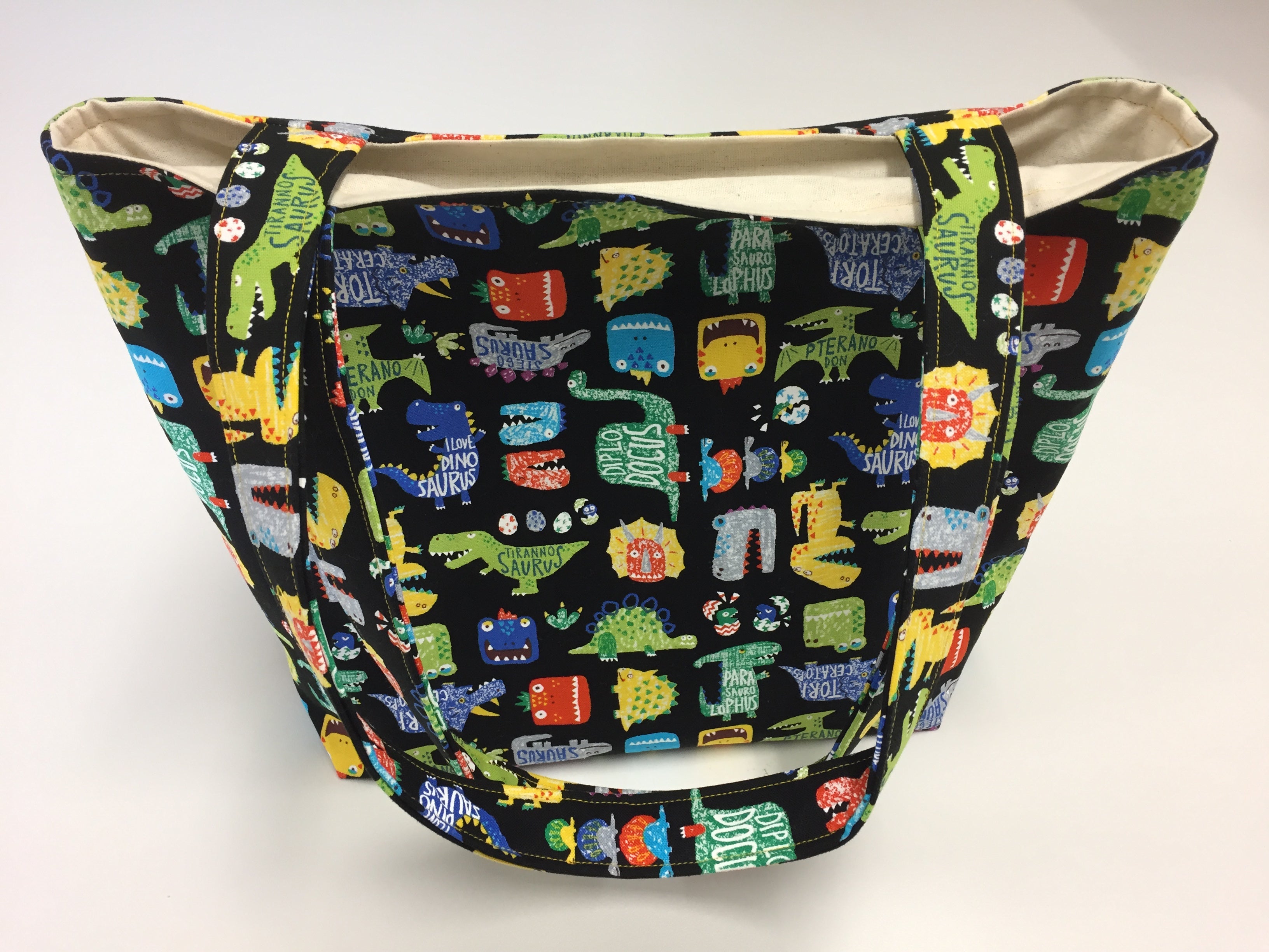 Medium Tote Bag - Dinosaur Black