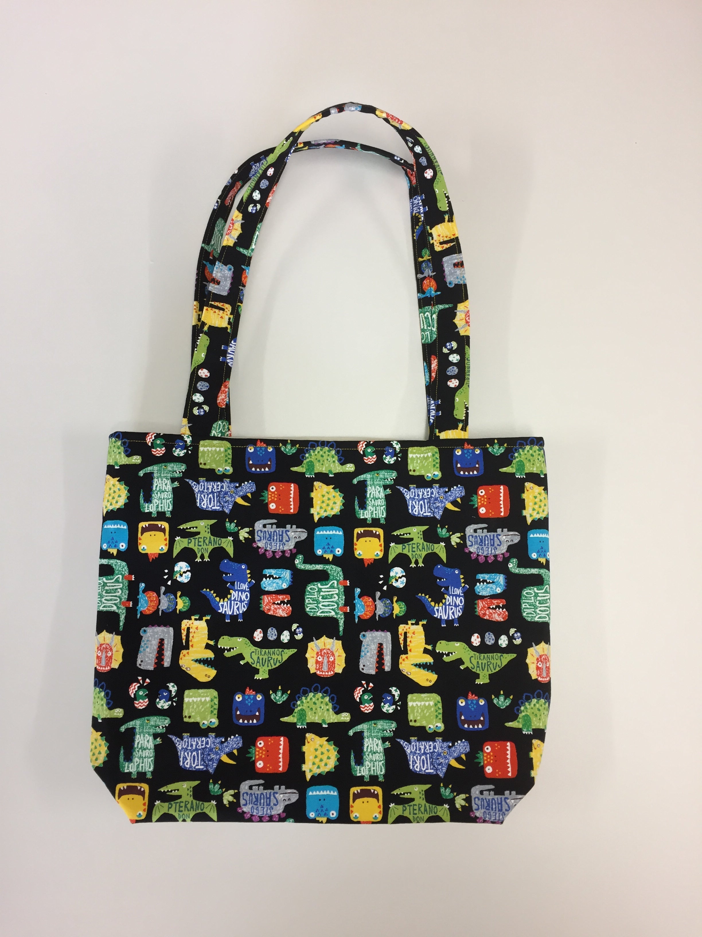 Medium Tote Bag - Dinosaur Black
