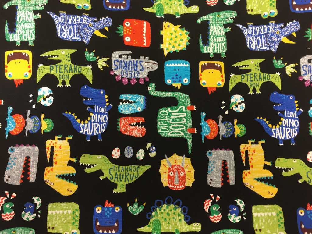 Medium Tote Bag - Dinosaur Black