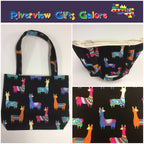 Medium Tote Bag - Llamas Black