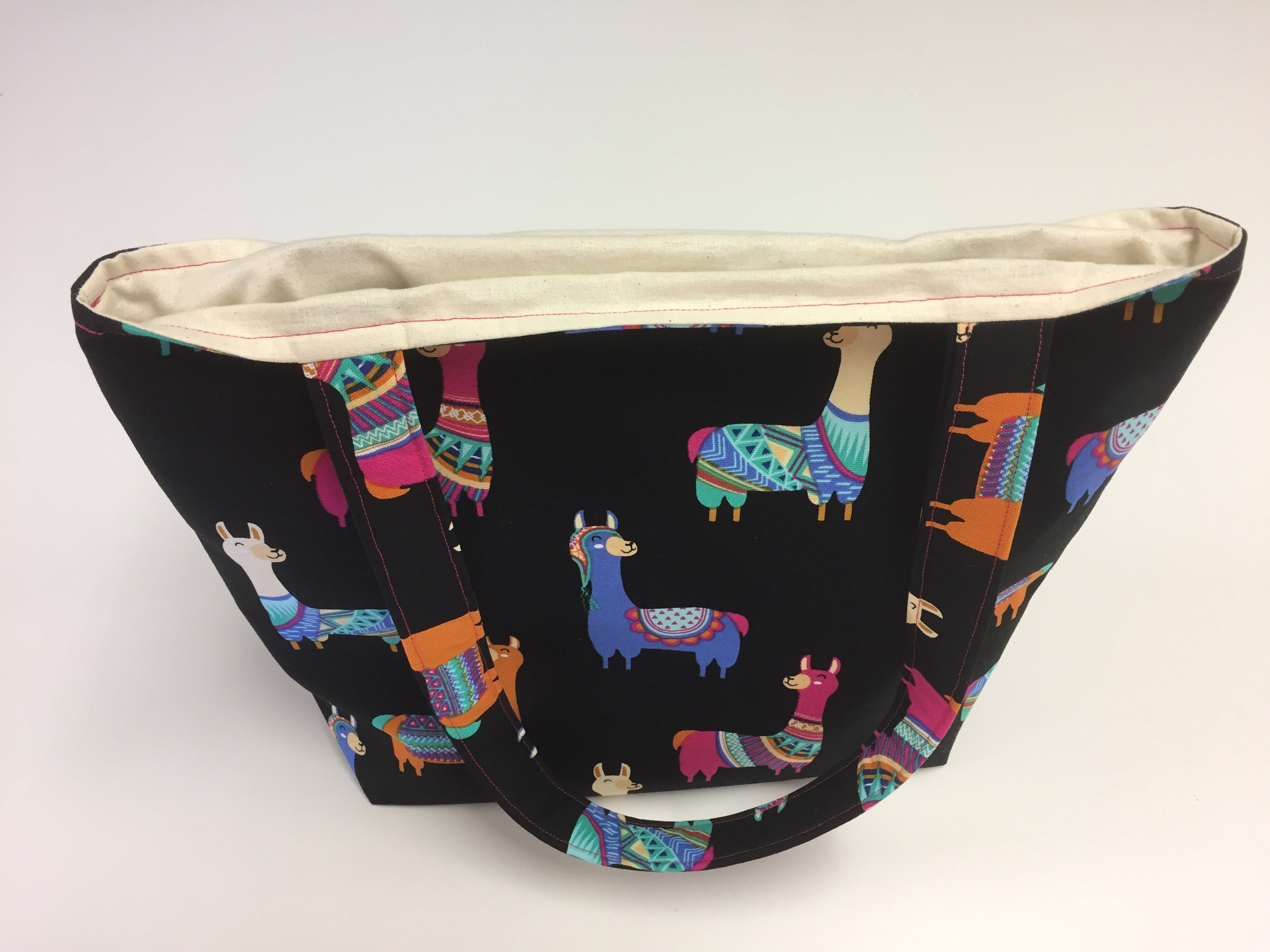 Medium Tote Bag - Llamas Black