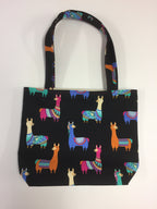 Medium Tote Bag - Llamas Black