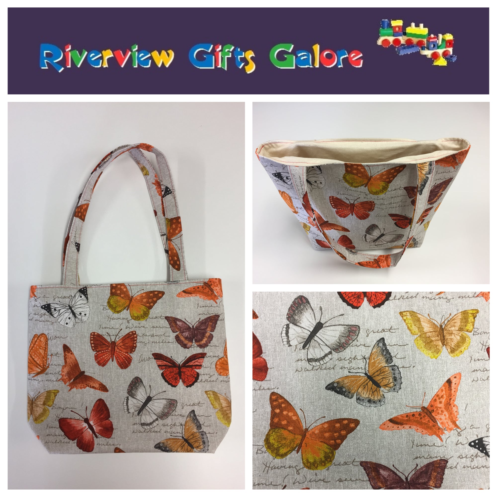 Medium Tote Bag - Orange Butterfly