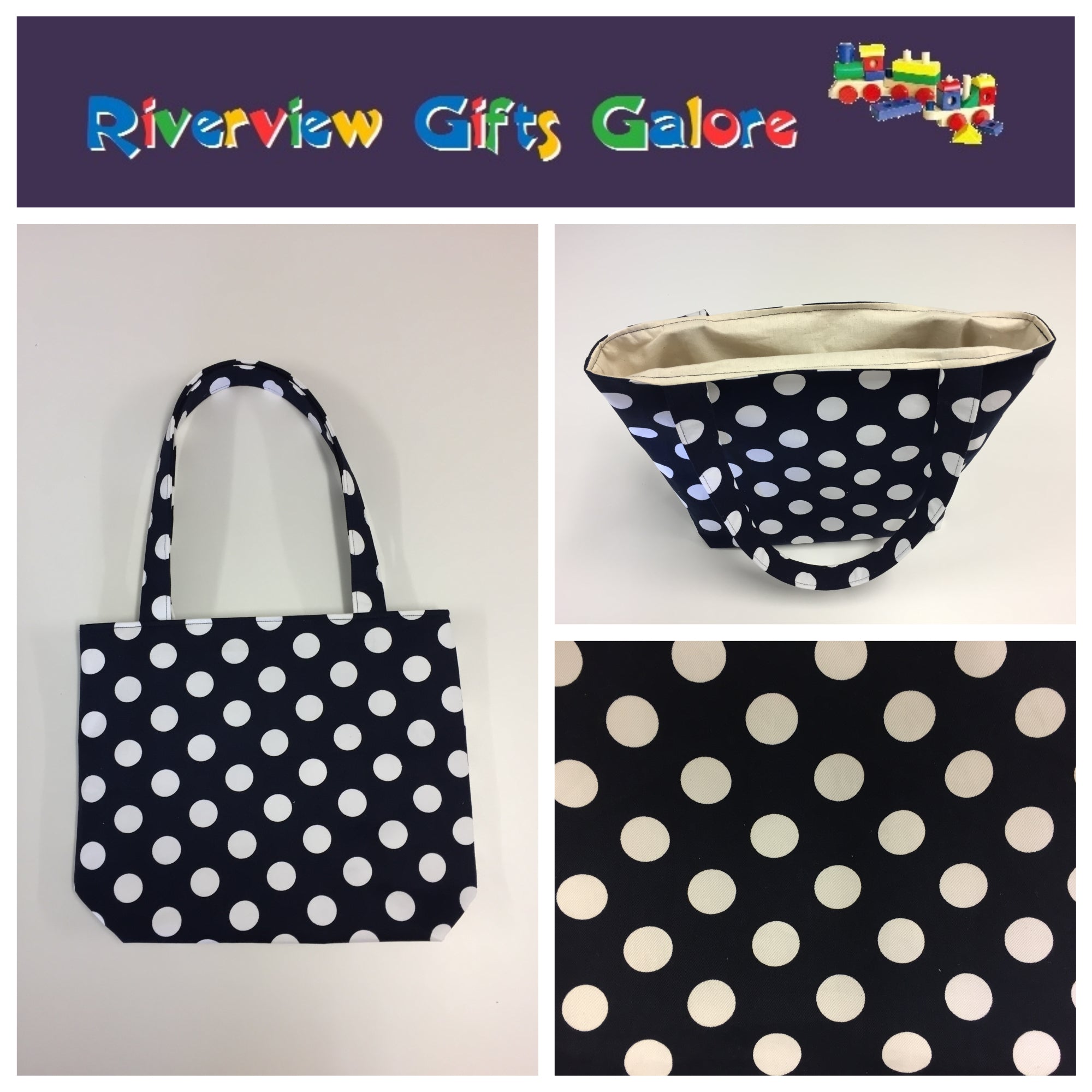 Medium Tote Bag - Navy Spot