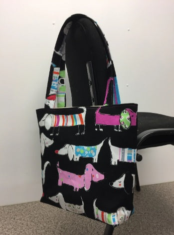 Medium Tote Bag - Dogs Black