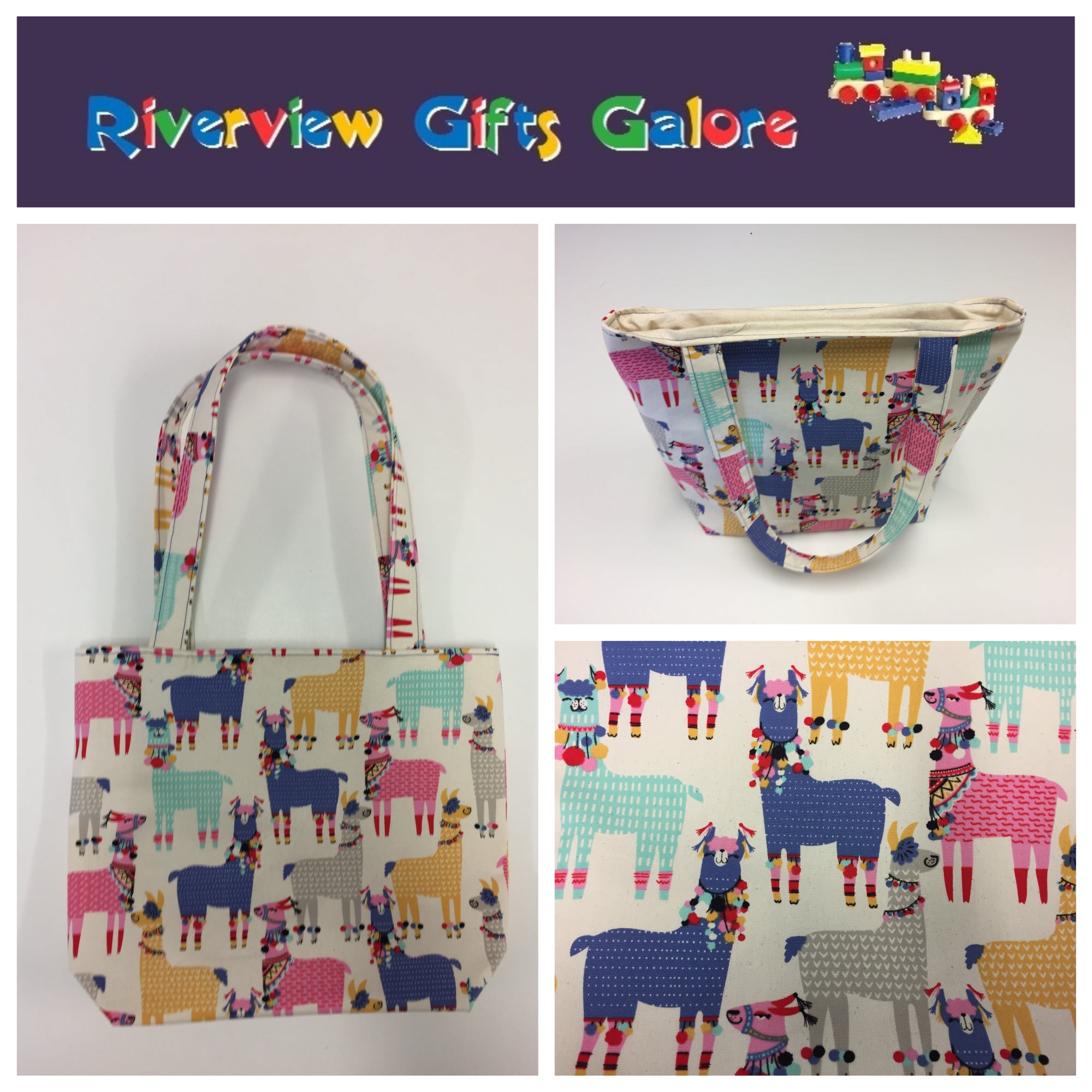 Medium Tote Bag - Llamas Cream
