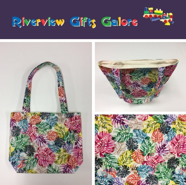 Medium Tote Bag - Multi-Coloured Leaves