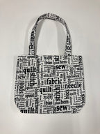 Medium Tote Bag - Sewing Words on White