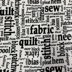 Medium Tote Bag - Sewing Words on White