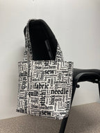 Medium Tote Bag - Sewing Words on White