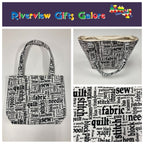 Medium Tote Bag - Sewing Words on White