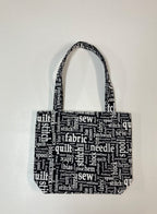 Medium Tote Bag - Sewing Words on Black