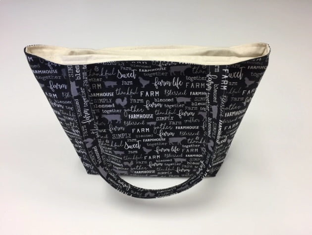 Medium Tote Bag - Farm Sweet Farm - Charcoal