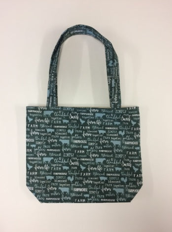 Medium Tote Bag - Farm Sweet Farm - Teal