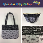 Medium Tote Bag - Farm Sweet Farm - Charcoal and Animals