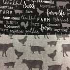 Medium Tote Bag - Farm Sweet Farm - Charcoal and Animals
