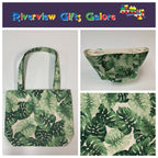 Medium Tote Bag - Leaves on Cream