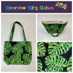Medium Tote Bag - Leaves on Black