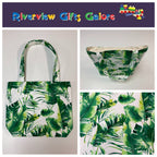 Medium Tote Bag - Tropical Leaves on White