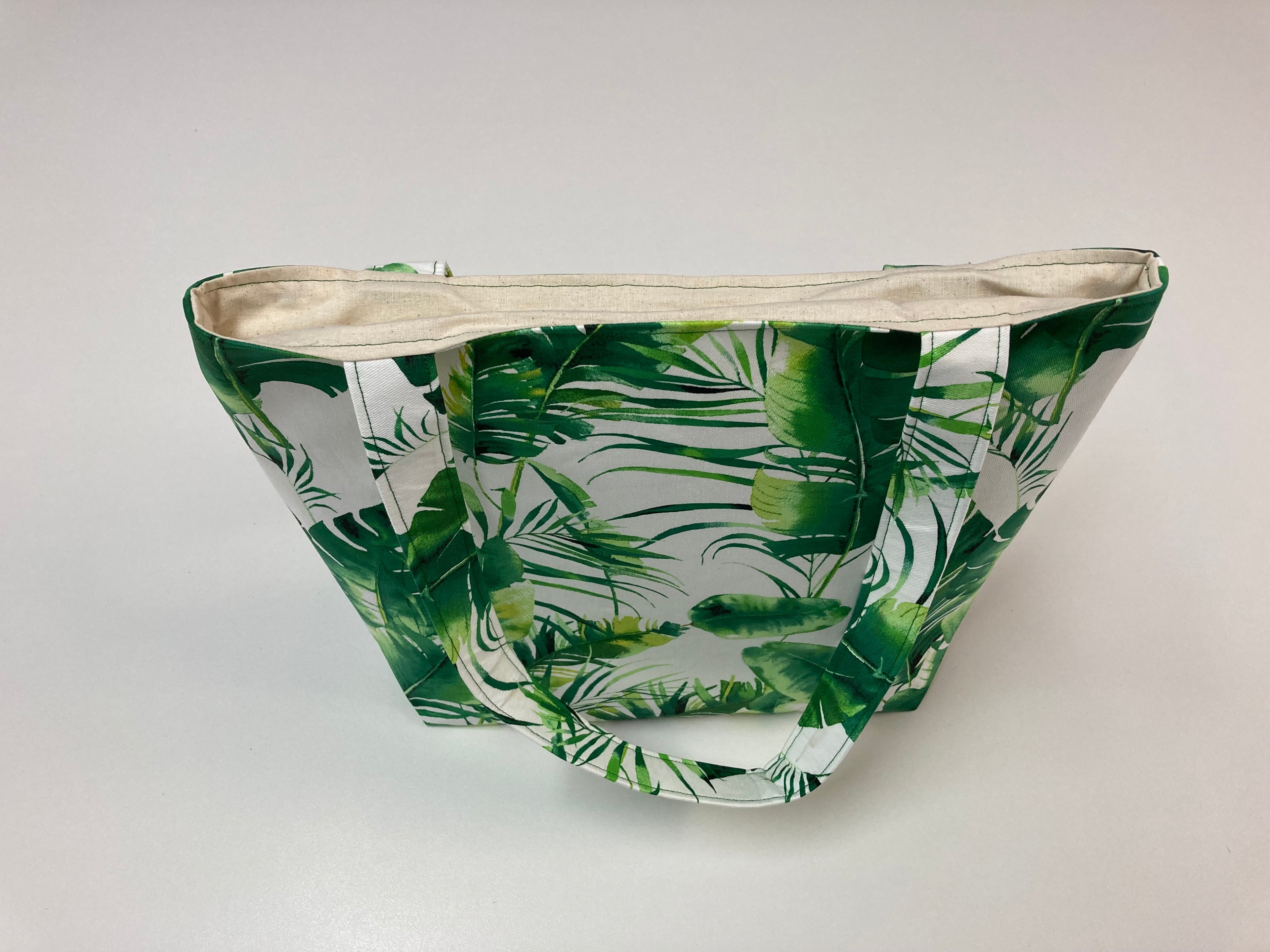 Medium Tote Bag - Tropical Leaves on White