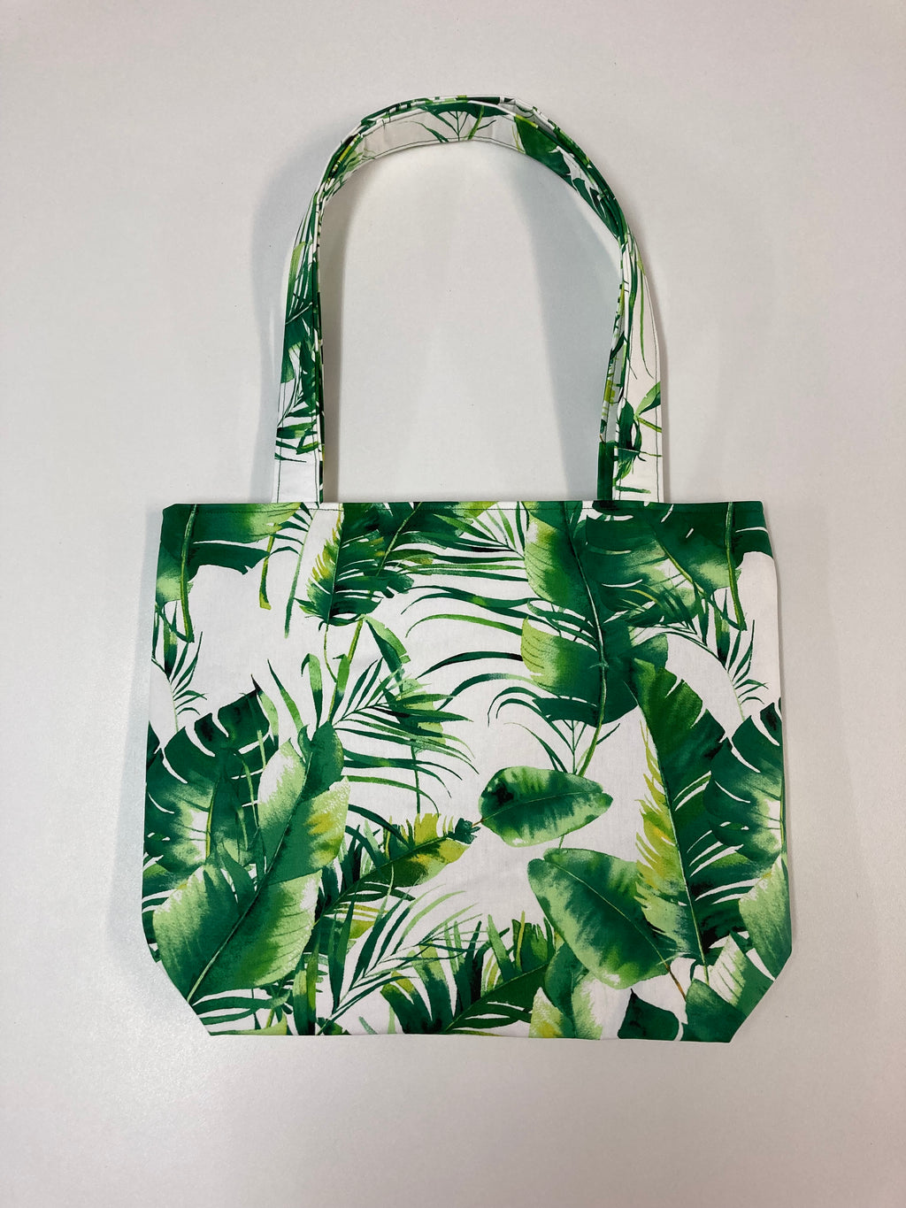 Medium Tote Bag - Tropical Leaves on White