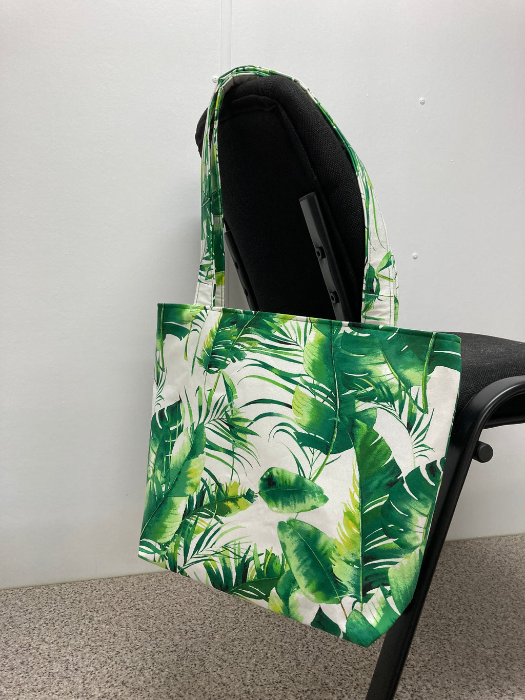 Medium Tote Bag - Tropical Leaves on White