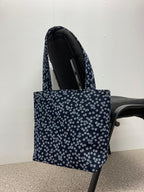 Medium Tote Bag - White Flowers on Ink