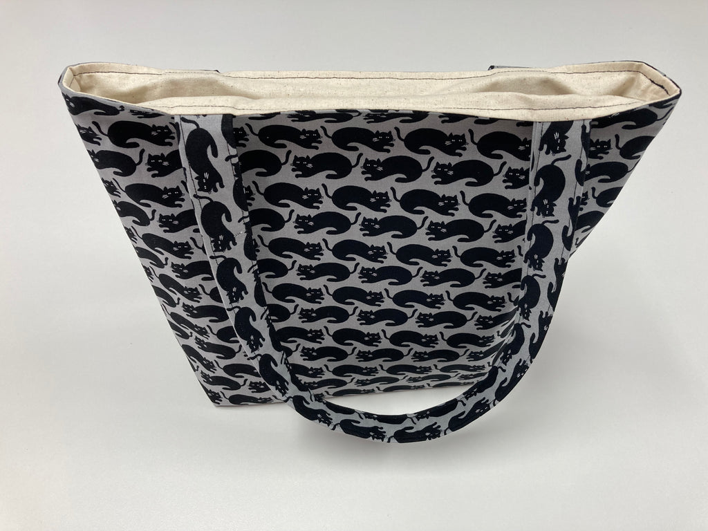 Medium Tote Bag - Black Cats on Dark Grey