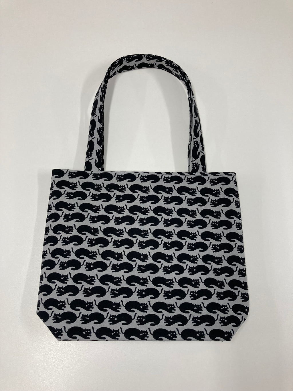 Medium Tote Bag - Black Cats on Dark Grey