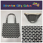 Medium Tote Bag - Black Cats on White