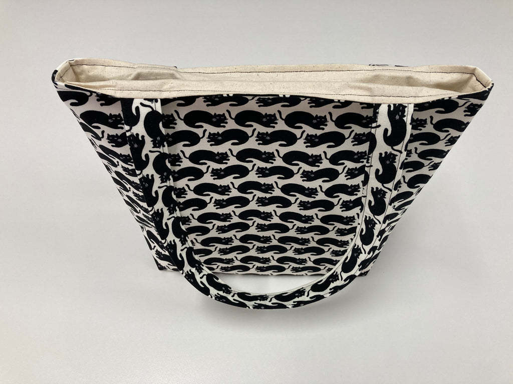 Medium Tote Bag - Black Cats on White