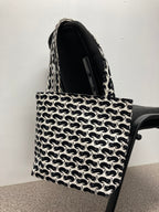 Medium Tote Bag - Black Cats on White