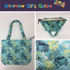 Medium Tote Bag with Zip - Hibiscus Combi Blue