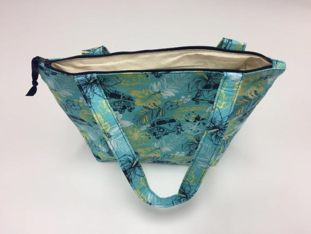 Medium Tote Bag with Zip - Hibiscus Combi Blue