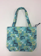 Medium Tote Bag with Zip - Hibiscus Combi Blue
