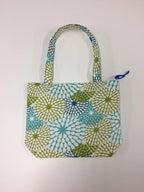 Medium Tote Bag with Zip - Blue Green Pattern