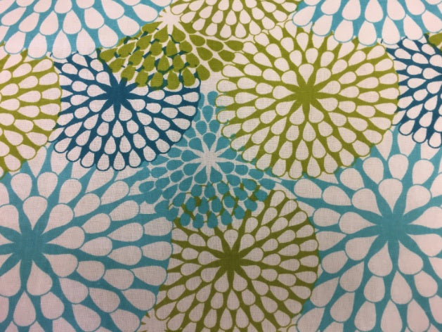 Medium Tote Bag with Zip - Blue Green Pattern