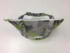 Medium Tote Bag with Zip - Lime Grey Flowers