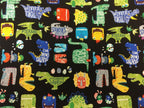 Medium Tote Bag with Zip - Dinosaur Black