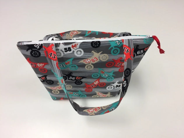 Medium Tote Bag with Zip - Motorbikes