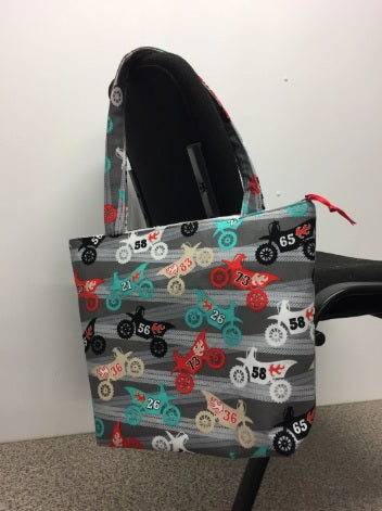 Medium Tote Bag with Zip - Motorbikes