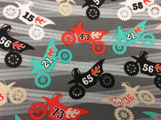 Medium Tote Bag with Zip - Motorbikes
