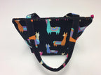 Medium Tote Bag with Zip - Llamas Black