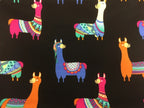 Medium Tote Bag with Zip - Llamas Black