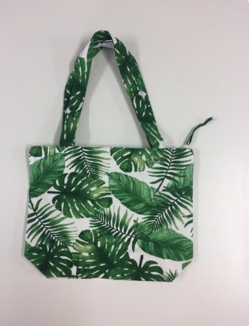 Medium Tote Bag with Zip - Forest Leaf