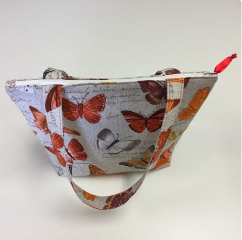Medium Tote Bag with Zip - Orange Butterfly