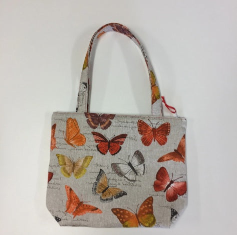Medium Tote Bag with Zip - Orange Butterfly