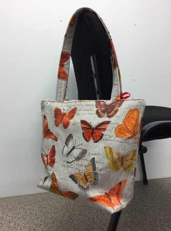 Medium Tote Bag with Zip - Orange Butterfly