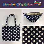Medium Tote Bag with Zip - Navy Spot