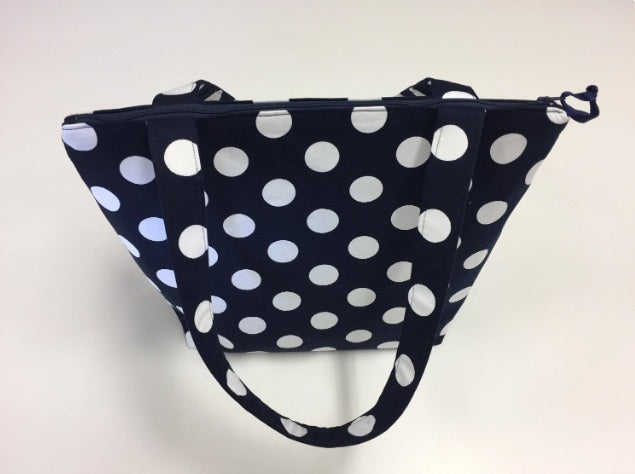 Medium Tote Bag with Zip - Navy Spot
